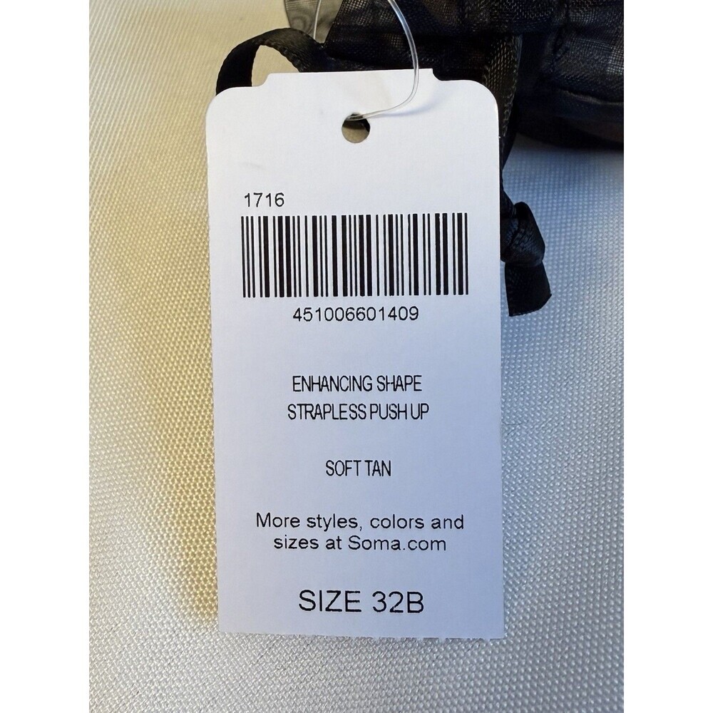 SOMA Black Enhancing Shape Strapless Push Up Bra 32B Underwire Back Closure - Picture 3 of 9